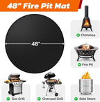48" Heavy-Duty Fire Pit Mat for Solo Stove Bonfire: Round Fireproof Under Grill Mat Heat Insulated Indoor Fireplace Pad Protector for Decks, Patios, Grass, BBQ Smoker, Reusable Oil-Proof & Waterproof
