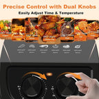 OSTBA 2.5QT Air Fryer for 1–2 People, Small Air Fryer with 6 Menu Options, Dual Knob Manual Temp & Timer, 3D Rapid Air Circulation, Nonstick & Dishwasher Safe Basket, Oil-Free Healthy Cooking