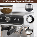 Garvee Super Automatic Espresso Machine with TFT Display, Auto Milk Frother & Grinder, 20 Bar, 6 Custom Drinks, Chrome-Silver with Gold Accents, Compact for Home Barista