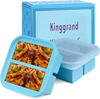 1-Cup Silicone Freezer Tray with Lid 2 pack Soup freezer molds Food Freezing Container Make 4 Perfect Soups, Broths, Stews, Sauces, Curries