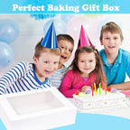 10 Pack 19x14x5 Inch Large Rectangle Cake Boxes with Thick Cake Boards, Half Sheet Bakery Boxes for Pastry Baking,Cupcake,Muffins & Pie