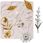 1 Pcs Flower Fondant Mold for Cake Decoration, Leaf Chocolate Silicone Mold, Exquisite Flower and Leaf Shape is Perfect for Wedding Desserts, Candy, Sugar Craft, Gum, Resin, Clay