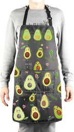 MBMSO Funny Avocado Apron Avocado Cooking Kitchen Aprons with Pockets Waterproof Apron for Chef Grilling BBQ Baking