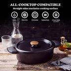 Alva Nori 6-Qt Enameled Cast Iron Dutch Oven – Made With No PTFE/PFOA/PFAS, Oven & Induction Safe – 3-Layer Enamel, No Seasoning Needed – Durable, Easy-Clean Cookware for Healthy Cooking, Black