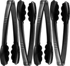 Plastic Tongs for Serving (Pack of 6) 9 Inch - Heavy-Duty Hard Plastic Reusable or Disposable Serving Tongs for Catering, Dinner Parties, Banquets, Buffets, Events, Weddings and Everyday Use, Black