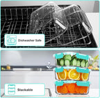 VERONES 5 Pack 36 OZ Glass Meal Prep Containers, Airtight Glass Lunch Containers Set, Glass Food Storage Containers with Lids,Exclusive of BPA, for Microwave, Oven, Freezer & Dishwasher Friendly,Green