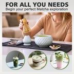 Matcha Whisk Bowl Set, 7PCS All-in-One Japanese Tea Set Includes Matcha Bowl with Spout, Bamboo Whisk (Chasen) with Stand, Scoop, Sifter, Complete Kit for Ceremony, Gift for Matcha Tea Lovers(Blue)