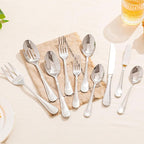 KINGSTONE 45 Piece Silverware Set for 8 with Serving Utensils, 18/10 Stainless Steel Flatware Set, Modern Design Cutlery Set for Home/Hotel/Wedding,Mirror Polished and Dishwasher Safe