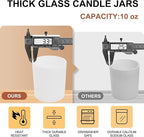 10 OZ Thick Candle Jars for Making Candles 15 Pcs, Empty Jars with Wood Lids for Candle Making, Sample Container, Matte White