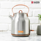Haden Heritage 4 Slice Wide Slot Stainless Steel Toaster Bundled with 1.7 Liter Stainless Steel Electric Water Kettle, Steel & Copper