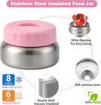 Bento Lunch Box with 9.5 oz Soup Thermo, Kids Leakproof 4 Compartments Bento Box with Silicone Cupcake,Fruit Fork,Spoon and Sauce Cup,Insulated Food Jar for School Travel-Rainbow Horse