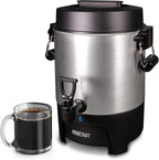 Homecraft 45-Cup Coffee & Hot Beverage Urn - Quick Brewing, Drip-Free Spout, Water Level Markings, Reusable Filter, & Carry Handles - Aluminum