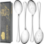 4 Piece Stainless Steel Serving Spoon Set - 2 Large, 2 Slotted,Dishwasher Safe,10-Inch, for Parties/Kitchen/Buffet/Catering