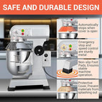 10 QT Dough Mixer, Food Commercial Industrial Grade Stand Mixer with Stainless Steel Bowl and 3 Types of Mixing Tools, Built for Professional Baking: Effortlessly Handles Large Recipes