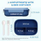 Bento Lunch Box with Kids & Children, Stackable Lunchbox Container with 3-Compartment, Durable for On-the-Go Meal, BPA-Free and Food-Safe Materials (Blue)