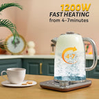 Electric Kettle, 1.8L/1200W, Stainless Steel, Control Buttons, Digital Display Panel, Keep Warm for 12 hours, Auto Shutoff, BPA-Free, Hot Water Kettle for Coffee & Tea, Electroplated handle