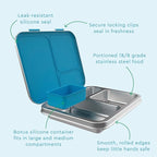 Bentgo Kids Stainless Steel Prints Leak-Resistant Lunch Box - 3-Compartments with Bonus Silicone Container, Durable, Eco-Friendly, Dishwasher Safe, BPA-Free, Ideal for School, Ages 3+ (Dinosaur)