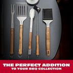 BBQ-AID Basting Brush - For Marinating, Glazing, Seasoning - Bbq Silicone Brush Cooking, Baster for Cooking Brush - Premium Wood Handle, Stainless Steel Core and Silicone Bristles for Easy Cleaning