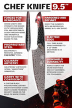 Dalstrong Chef Knife - 9.5” Scorpion Series - Exclusive Japanese V12 Ultra Steel - Black Damascus Chef Knife - Black & Red Honeycomb Resin Handle -Scorpion Kitchen Knives w/Chef Knife Sheath