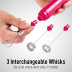 Frother Portable & Compact Handheld Foam Maker Lattes, Cappuccinos (Dragonfruit, Froth N Go)
