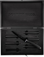 Schmidt Brothers - Titan 22 Series 6-Piece Jumbo Steak Knife Set, High Carbon German Stainless Cutlery in a Wood Gift Box