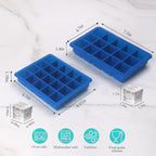 1 Tbsp & 2 Tbsp Silicone Freezer Molds - Perfect for Storing Garlic, Herbs, Ginger, Pesto, Tomato Paste, Lemon Juice,Vegetable Purees,Purees and More - Silicone Food Freezer Tray (Blue 2 Pack)