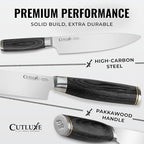 Cutluxe 3-Piece Chef Knife Set – Ultra Sharp Japanese Kitchen Knives, High Carbon Stainless Steel Blades, Full Tang Pakkawood Handles – Shinobi Series