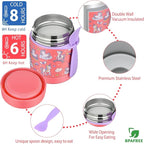 Bento Lunch Box Set for Kids with 10oz Soup Thermo, Leak-Proof Lunch Containers with 4 Compartment, Kids Thermo Hot Food Jar and Insulated Lunch Bag for Kid to School,BPA-Free(Unique Horse)