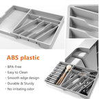 Li&Zhao Silverware Organizer - Expandable Kitchen Drawer Organizer Cutlery Drawer Organizer Flatware Organizer for Drawer Utensil Tray for Kitchen Plastic Silverware Holder for Spoons Knives Forks