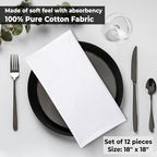 Urban Villa Cloth Napkins White Dinner Napkins Set of 12 (18X18 Inches) 100% Cotton Absorbent Washable Durable Reusable Cloth Napkins Ideal for Farmhouse Party Thanksgiving Harvest Fall Dinner Napkins