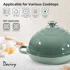 Davivy 5.5QT Cast Iron Sourdough Pan, 10" Round Dutch Oven for Bread, Enameled Cast Iron Dutch Oven for Sourdough Bread, Bread Baking Cloche, with Silicone Baking Mat - Sea Salt Green