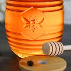 Kate Aspen 24oz. Bee Hive Shaped Honey Glass Mason Jar with Two Wooden Honey Dippers, Bamboo & Metal Lid, Kitchen Decor, Bumblebee Baby Shower Prize, Take Home Gift, Bee Decorations