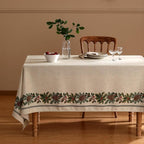 ISAENNE Designer Christmas Linen Square Tablecloth,Light Beige Western Elegant Table Cloth,Fall Wrinkle Resistant Decor Tablecloths for Dining Thanksgiving Kitchen Christmas,67"*67"-Carol G