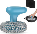 Cast Iron Scrubber | Dish Scrub Brush | 316 Cast Iron Cleaner Chainmail Scrubber for Pan Skillet Cleaner - Blue