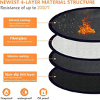 20 Inch Fireproof Mat for Outdoor Grill & Fire Pit - Amazstove Round Heat Resistant BBQ Mat, Under Grill Mat & Deck Protector for Patio, Lawn, Wood Decks（Glossy Black） (Black, 20 inch)
