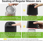 3 IN 1 Electric Mason Jar Vacuum Sealer Kit, Automatic Vacuum Sealer for Jars, Compatible With Food Storage, Vacuum Bags Seal, Wine Bottles, Birthday Gifts for Women, Gifts for Mom, Grandma