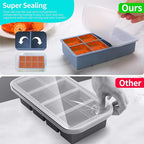 1/2 Cup Silicone Freezer Tray With Lid - Silicone Freezer Molds 4-Pack For meal prep & freezing of various sauces and other dishes, makes 32 perfect 1/2 cup portions cubes (Blue 4 Pack)