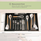 KitchenEdge Premium Silverware, Flatware and Utensil Organizer for Kitchen Drawers, Food-Safe Contract Grade, Expandable from 16 to 28 In, Black Bamboo