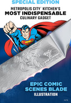 Dalstrong Serrated 8 inch Bread Knife - DC Superman™ Edition - Premium German Stainless Steel - POM Handle Full Tang - Etched Artwork Logo - Boyfriend Valentine's Gift Bread Slicer - Leather Sheath