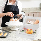 JCD 16 Pcs Bento Cake and Cupcake Box Combo Bento Box with Clear Window 5 Holes Fit 4 Cupcakes and 1 Mini Cake for Bakery Baking Supplies(1+4/16Pcs)