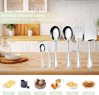 Serving Utensil Set,6piece Serving Utensil Setwith Serving Spoons，Serving Forks，Serving Tongs Soup Ladle and Pie Server Buffet Catering Serving Utensils,Dishwasher Safe (5.5-11Inch-Serving Set-6pcs)