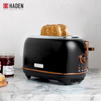 Haden Heritage 1.7 Liter Stainless Steel Electric Water Kettle Bundled with 2 Slice Wide Slot Stainless Steel Toaster, Black & Copper