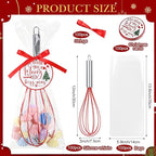 100 Sets 12 Inch Christmas Whisks Gifts DIYFillable Christmas Tree Ornaments Xmas Colored Silicone Whisks for Cooking Heat Resistant Egg Beaters with Card Rope Bag for Candy Holder