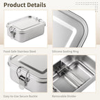 3 PCS Bento Boxes, Stainless Steel Lunch Boxes, Food Storage Containers, Lockable Clips to Leak Proof, Reusable Dishwasher Safe Lunch Snack Boxes(850 ml, 1400 ml, 2400 ml)
