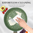 10.25 Inch Nonstick Frying Pan Skillet, 4mm Thick Aluminum Cookware with PFOA-Free Non-Toxic Coating, Induction Compatible, Dishwasher Safe, Bakelite Handle for Eggs & Pancakes, Green