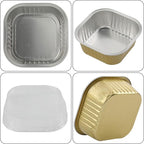 Cupcake Liners with Lids, 30pcs 10oz Mini Cake Pans With Lids Disposable Aluminum Foil Creme Brulee Ramekins Cake Cups Aluminum Pans With Lids Baking Cups, Gold, HG01AP300GDX30
