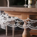 Clear Table Cover Protector Plastic Vinyl Table Cloth with White Lace Pattern Oil Spill Proof Plastic Tablecloths for Dining Tables Parties Holidays (French Lace, 60 x 120 Inches)