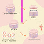 Bento Lunch Box for Kids with 8oz Soup Thermo Leak-Proof Lunch Food Containers with Snack Sauce Container for Kid Girls Boys to School (Pink Mermaid)