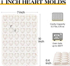 1 Inch Mini Heart Shaped Silicone Molds for Chocolate, Candy, Gummy, Soap (Set of 2, Cream)