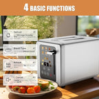WHALL Touch Screen Toaster 2 Slice,Stainless Steel Digital Timer Toasters,6 Bread Types & 6 Shade Settings,Smart Extra Wide Slots Toaster With Bagel,Cancel,Defrost Functions